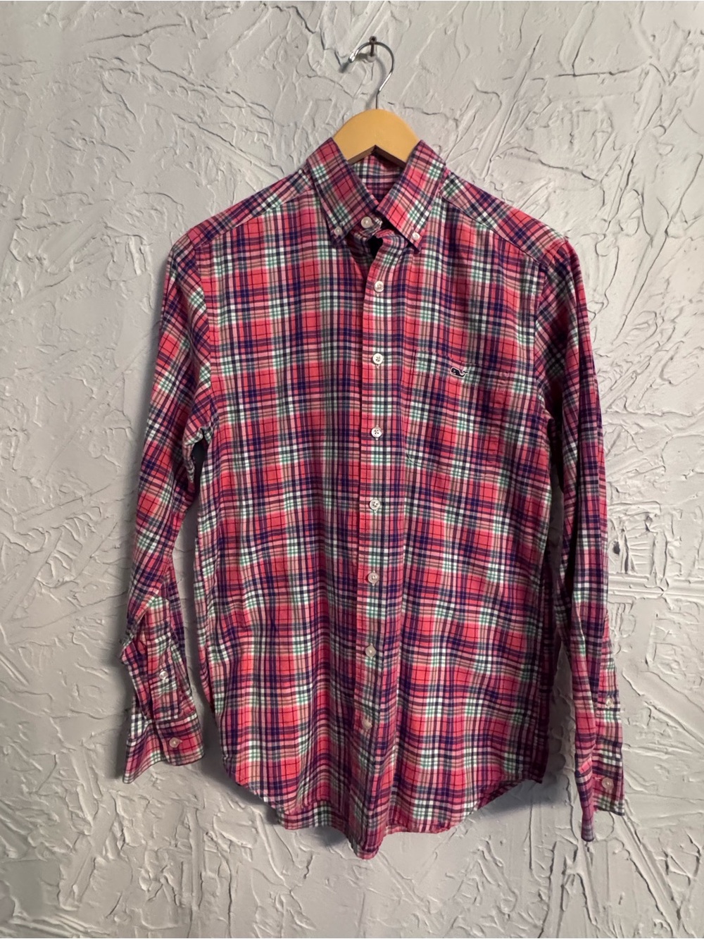 Vineyard Vines Salmon/GreenPlaid Button-Down Slim Fit Tucker Shirt